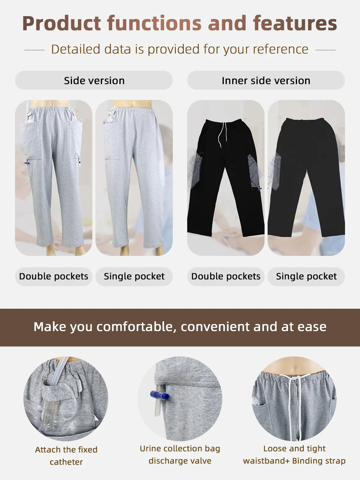Patient Pants Patient Care Clothes Suit for Fracture Bedridden Patients/Elderly