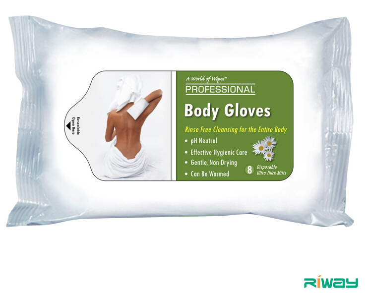Hot Selling Pre-Moistened Wash Gloves