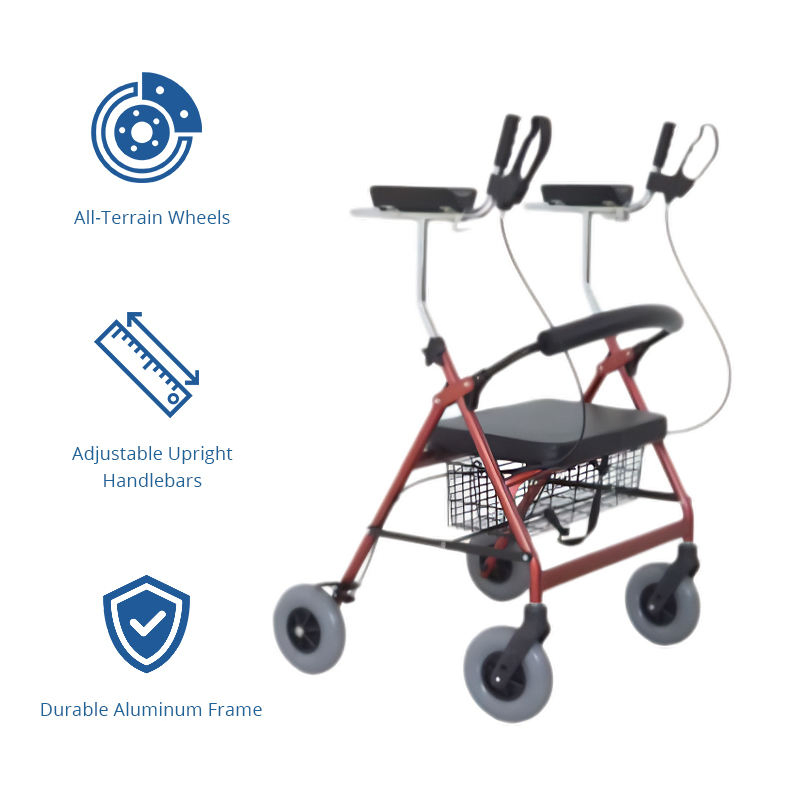Elderly Care Services Aluminum Rollator Ergonomic Handles Long Term Bedridden Patients Seeking