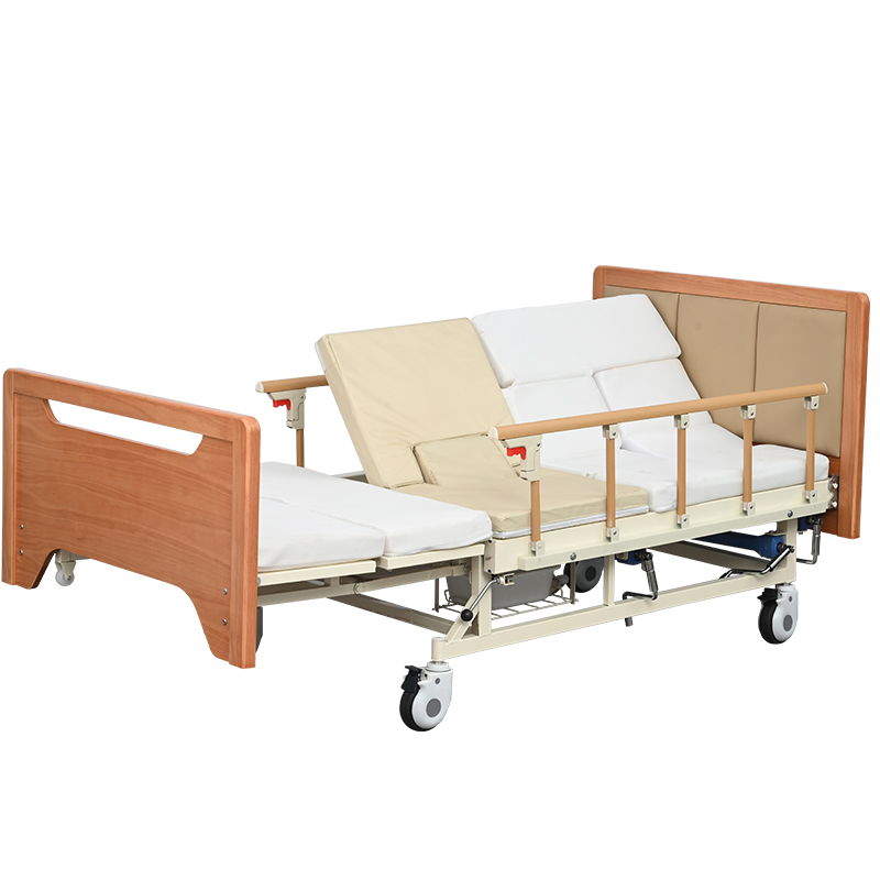 Manual Adjustable Medical Nursing Bed on Casters with Multiple Functions for Patients as Hospital Equipment - E
