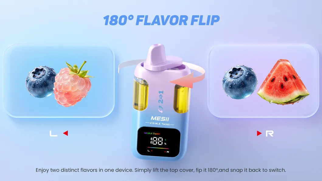 Mesii Visible Twins 100K 100000 Puffs Disposable Vape 2in1 Flavours Dual Mesh Coil 15ml+15ml E-Liquid Disposbale Vape