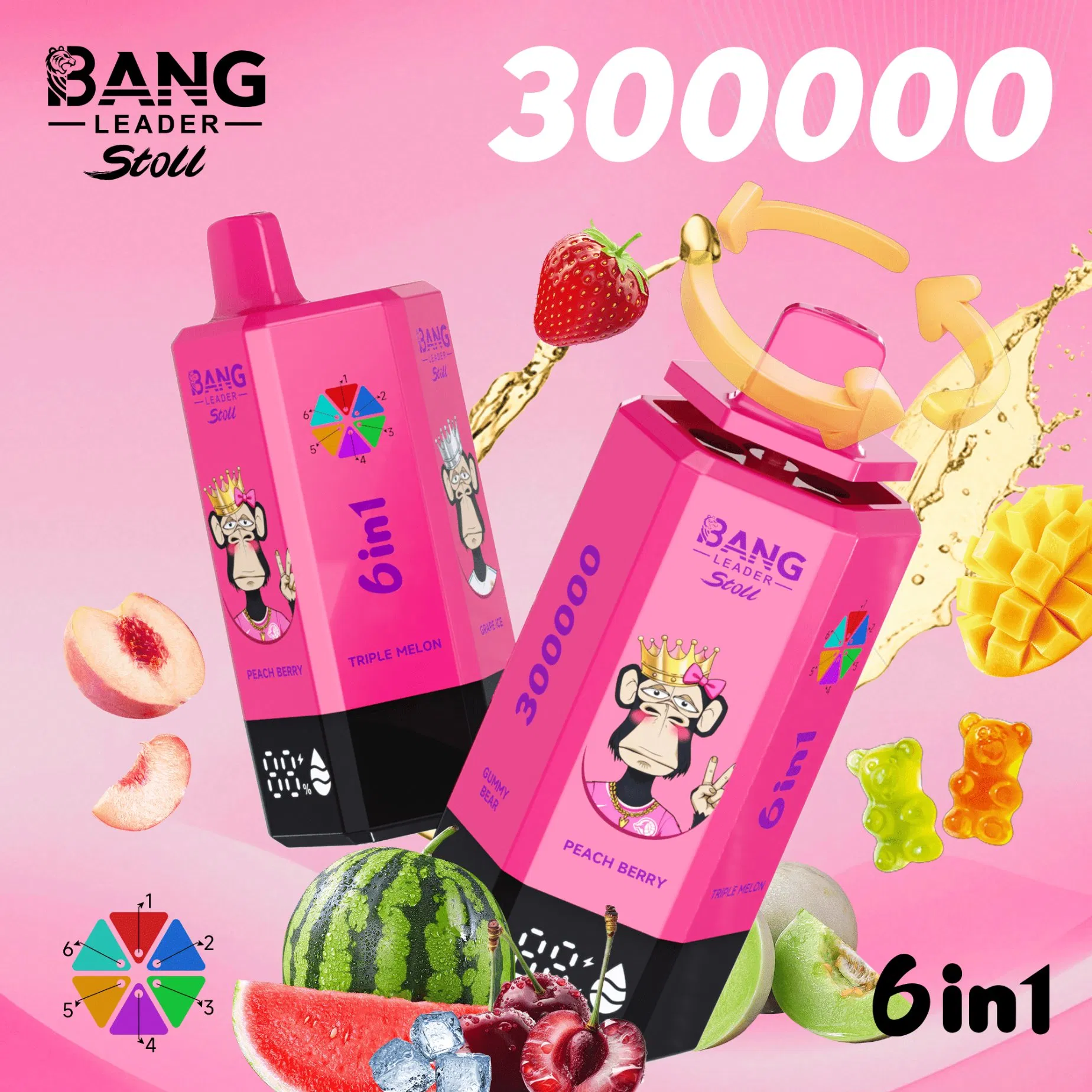 Original Bang Leader Stoll 300K 6in1 Vape Bood Low MOQ Vapers 2 Ml Liquid Boom Supermax 10000 Puff 100 High Gts Disposable Vape Bar Ecigator Vape