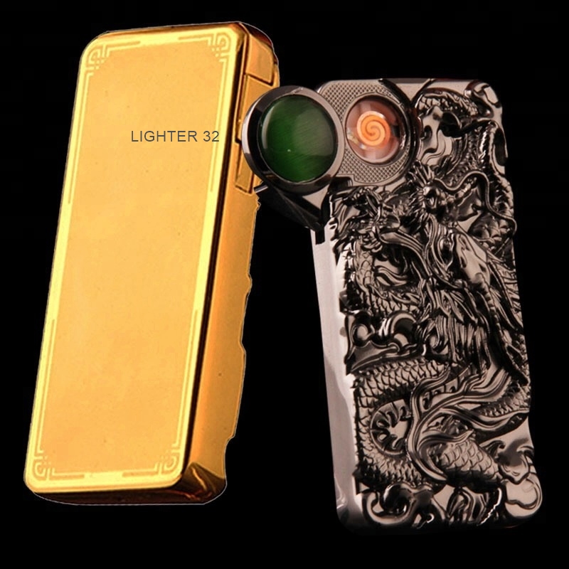USB Electronic Cigarette Metal Lighter USB Rechargeable Smoke No Gas Gift
