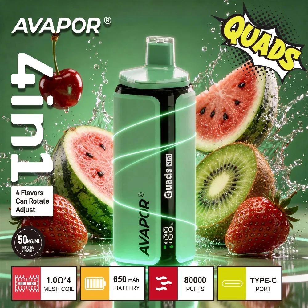 4 in 1 EU Avapor Quads 80K High Capacity 80000 Puffs Disposable Vape for Wholesale Distributors