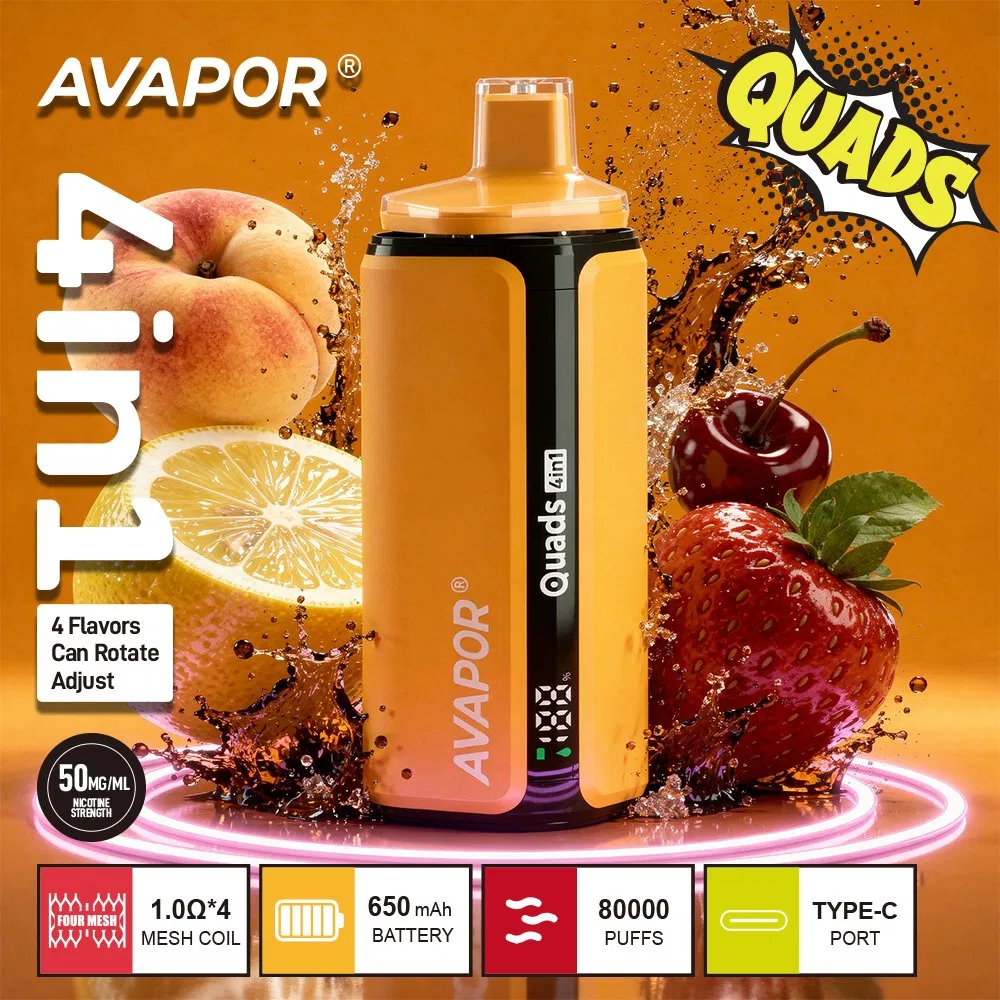 4 in 1 EU Avapor Quads 80K High Capacity 80000 Puffs Disposable Vape for Wholesale Distributors