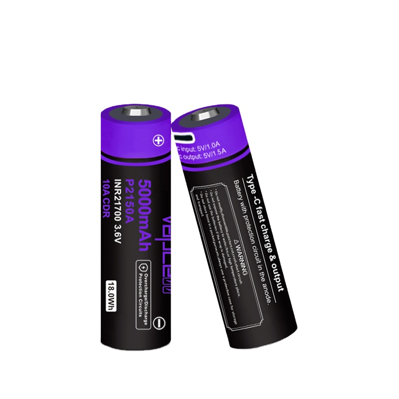 Vapcell 3.7v 18650/21700 Type-c/USB-C Fast Charge PCB in Anode Rechargeable Battery for Flashlight