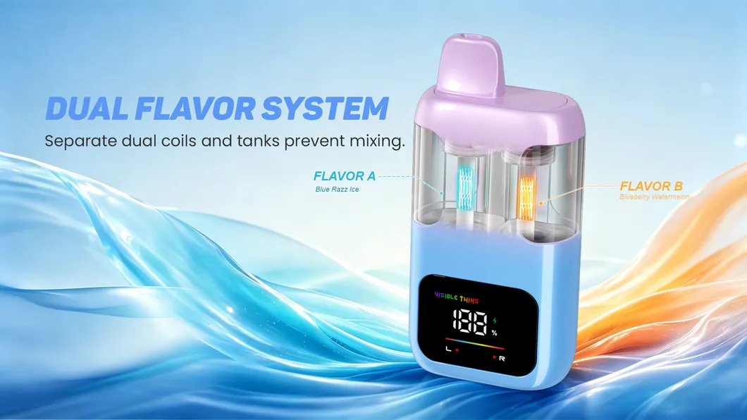 Mesii Visible Twins 100K 100000 Puffs Disposable Vape 2in1 Flavours Dual Mesh Coil 15ml+15ml E-Liquid Disposbale Vape