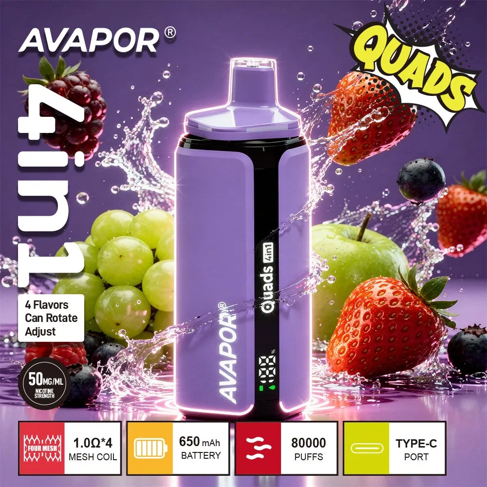 4 in 1 EU Avapor Quads 80K High Capacity 80000 Puffs Disposable Vape for Wholesale Distributors
