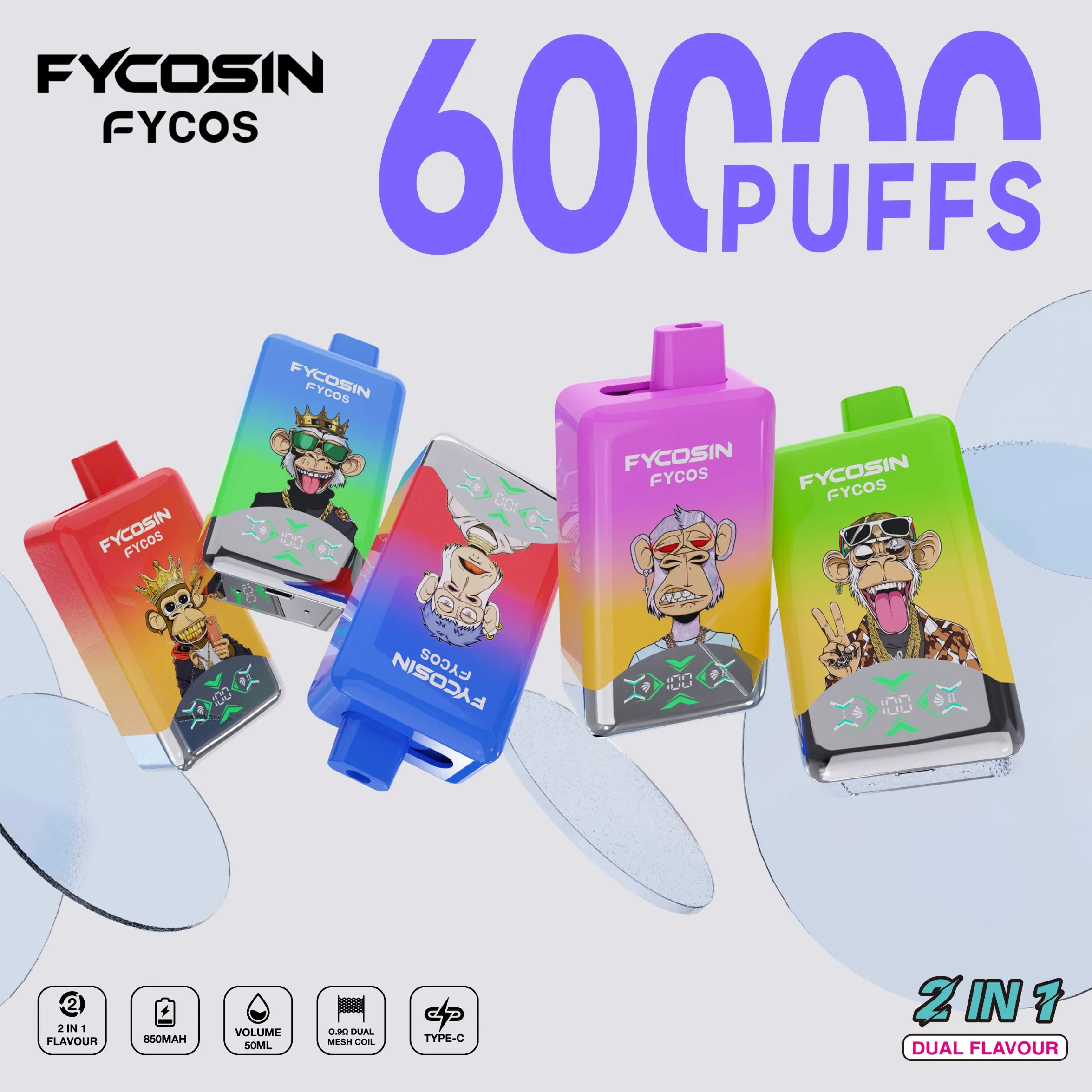 EU Warehouse Vape Fycosin 60000 Puffs Cheap Online E-Cigarette Shop Vapor Pen Zero Nicotine Buy Now Design Vaper Vape