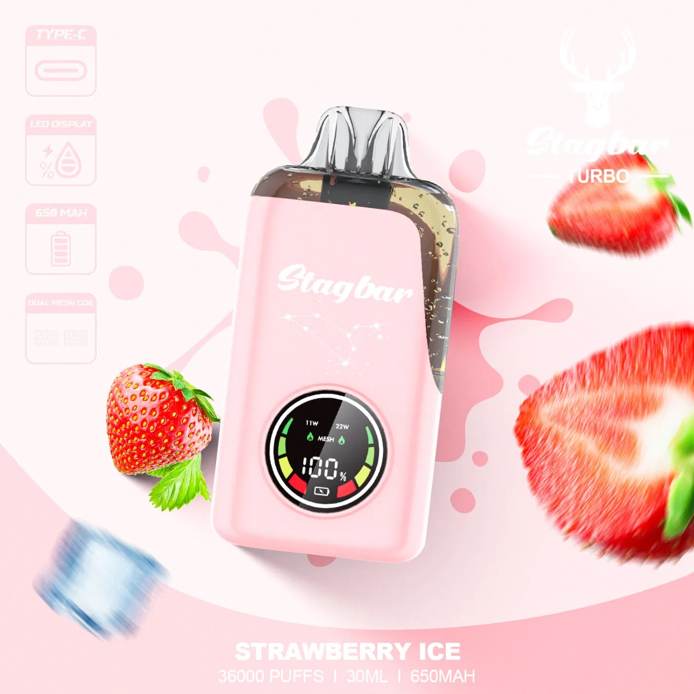 Stag Bar Turbo 36000 36K Puff Big Puff Disposable Vape Smart Display Electronic Cigarette H 7000 Price Puff Vape Disposable