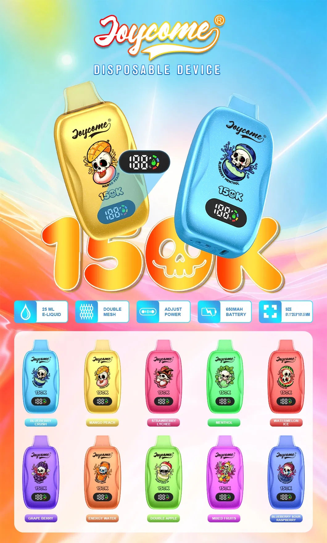 Joycome Innovative Disposable Vape 15000 Puffs Featuring Smart Display and Rechargeable Battery Design