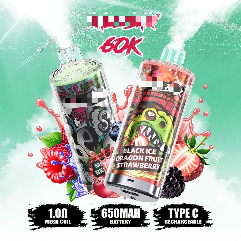 EU Germany Poland Nl Warehouse Razz 60K Puff E-Cigarette Vapes Mesh Coil Type-C Rechargeable Disposable Vape China Factory Wholesale Vaping Supplier