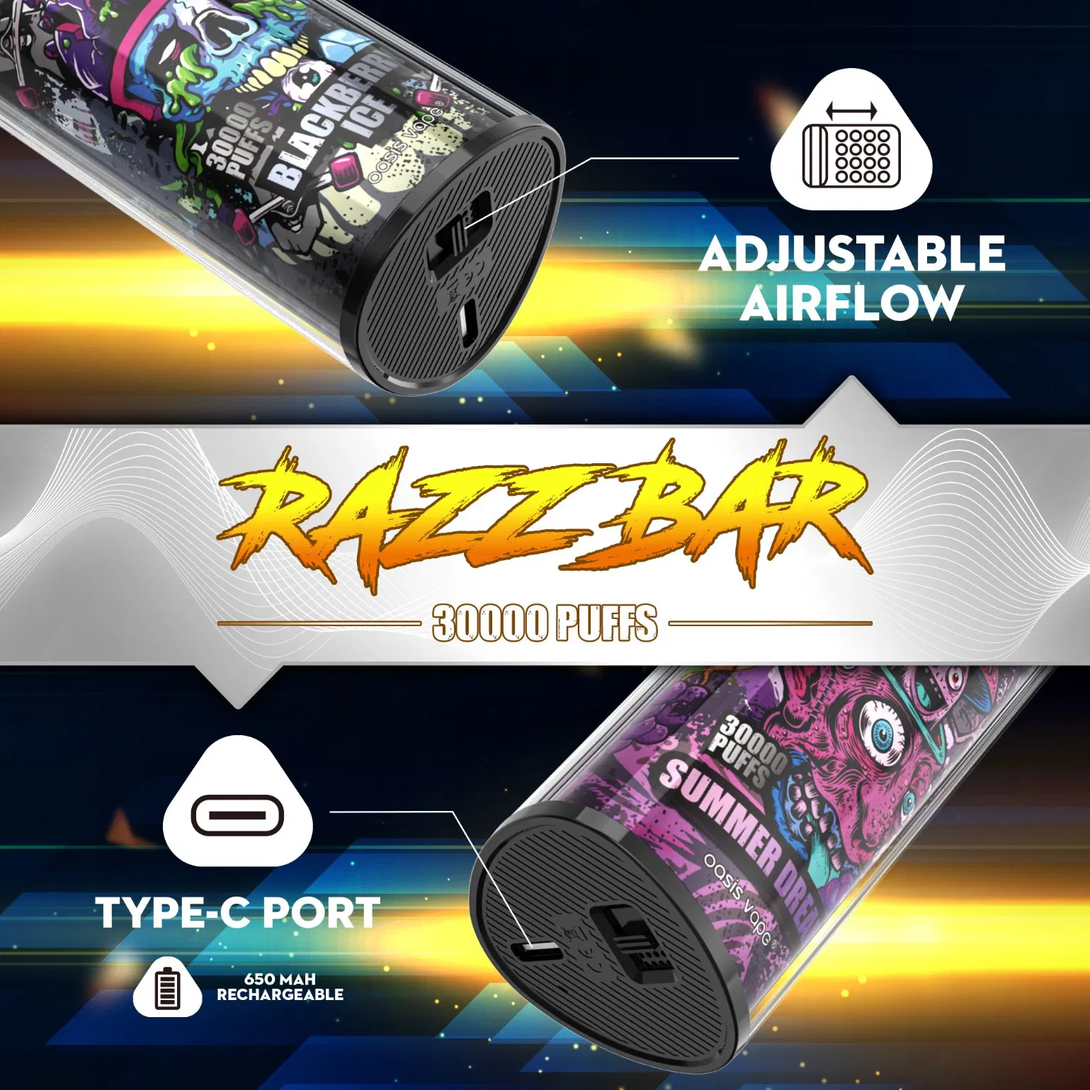 European Warehouse 30000 Puffs New Razz Bar Nicotine Salts Wholesale Good Price Factory E-Cigarette Vape