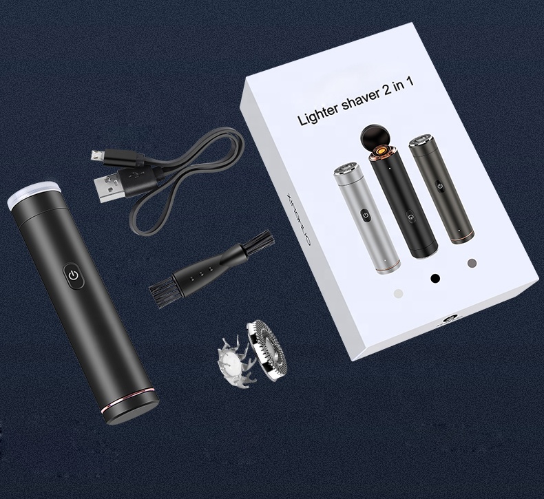 Creative 2-in-1 USB Rechargeable Double Arc Electronic Cigarette Lighter and Shaver Multifunctional Consumer Electronics