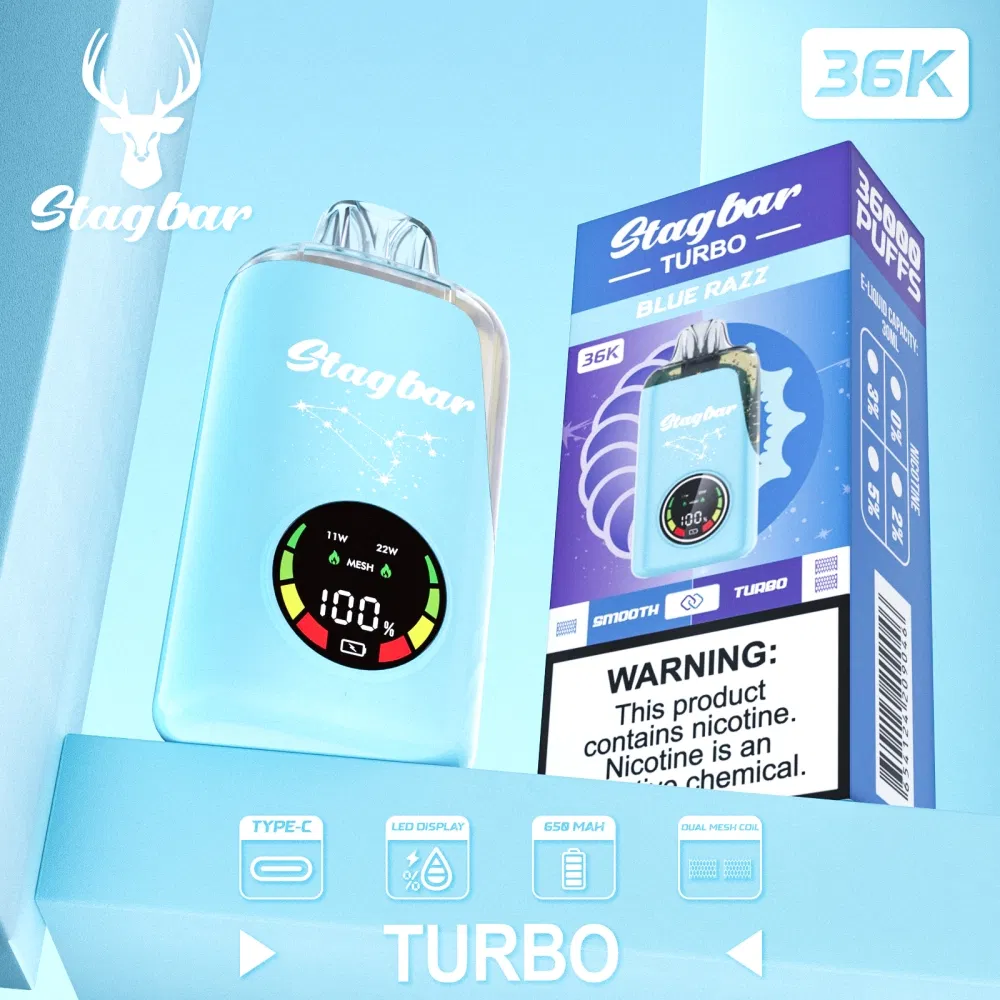 Stag Bar Turbo 36000 36K Puff Big Puff Disposable Vape Smart Display Electronic Cigarette H 7000 Price Puff Vape Disposable