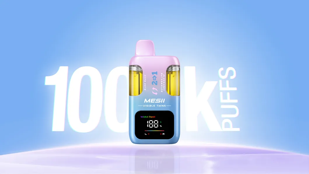 Mesii Visible Twins 100K 100000 Puffs Disposable Vape 2in1 Flavours Dual Mesh Coil 15ml+15ml E-Liquid Disposbale Vape