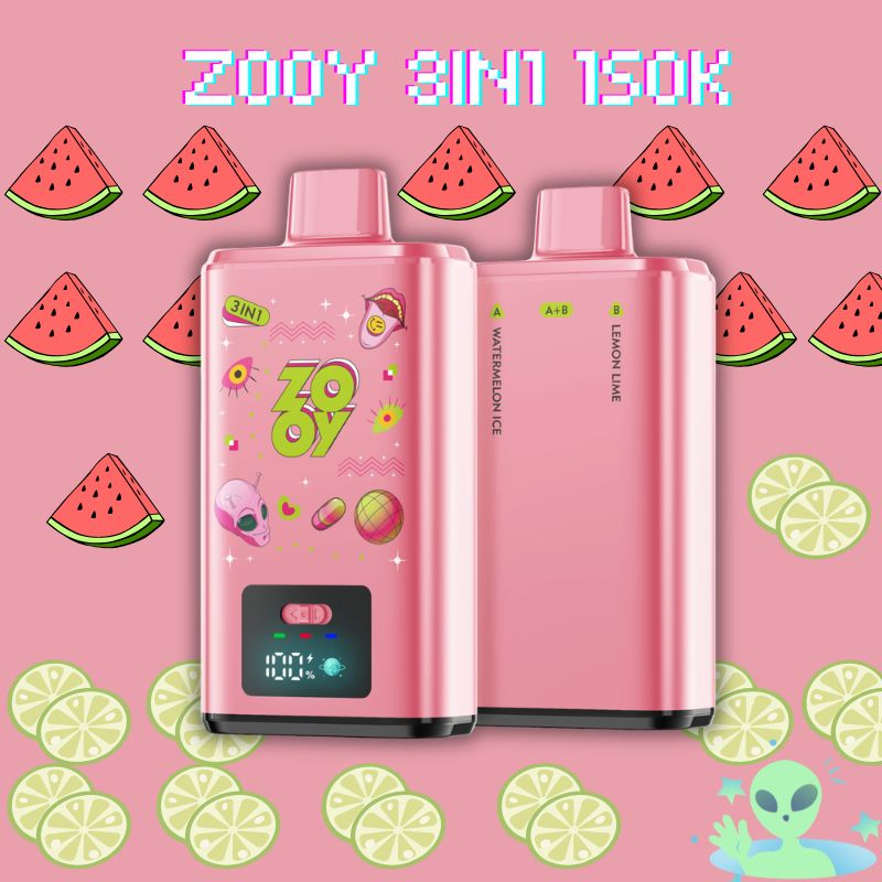 2026 New Arrival Disposable Vape Zooy Vape 3 in 1 150K 2in1 Iridescent Light Smart Display Screen EU Warehouse Vape Electronic Cigarette