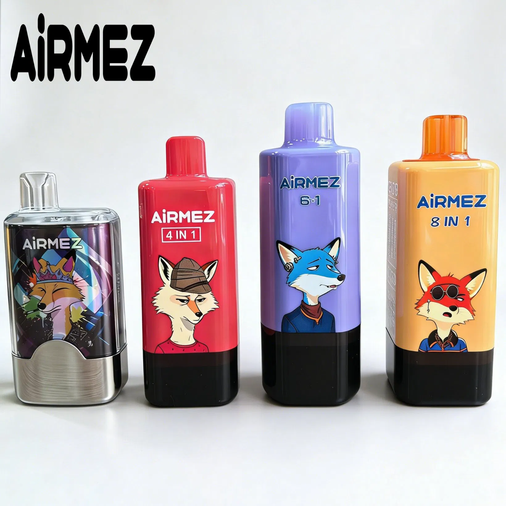High Quality EU Warehouse Airmez Fox 120K 12000 Puff Smart Display Double Flavors 4in1 Vaper E Cigarette Disposable Vape 50K 30K 35K