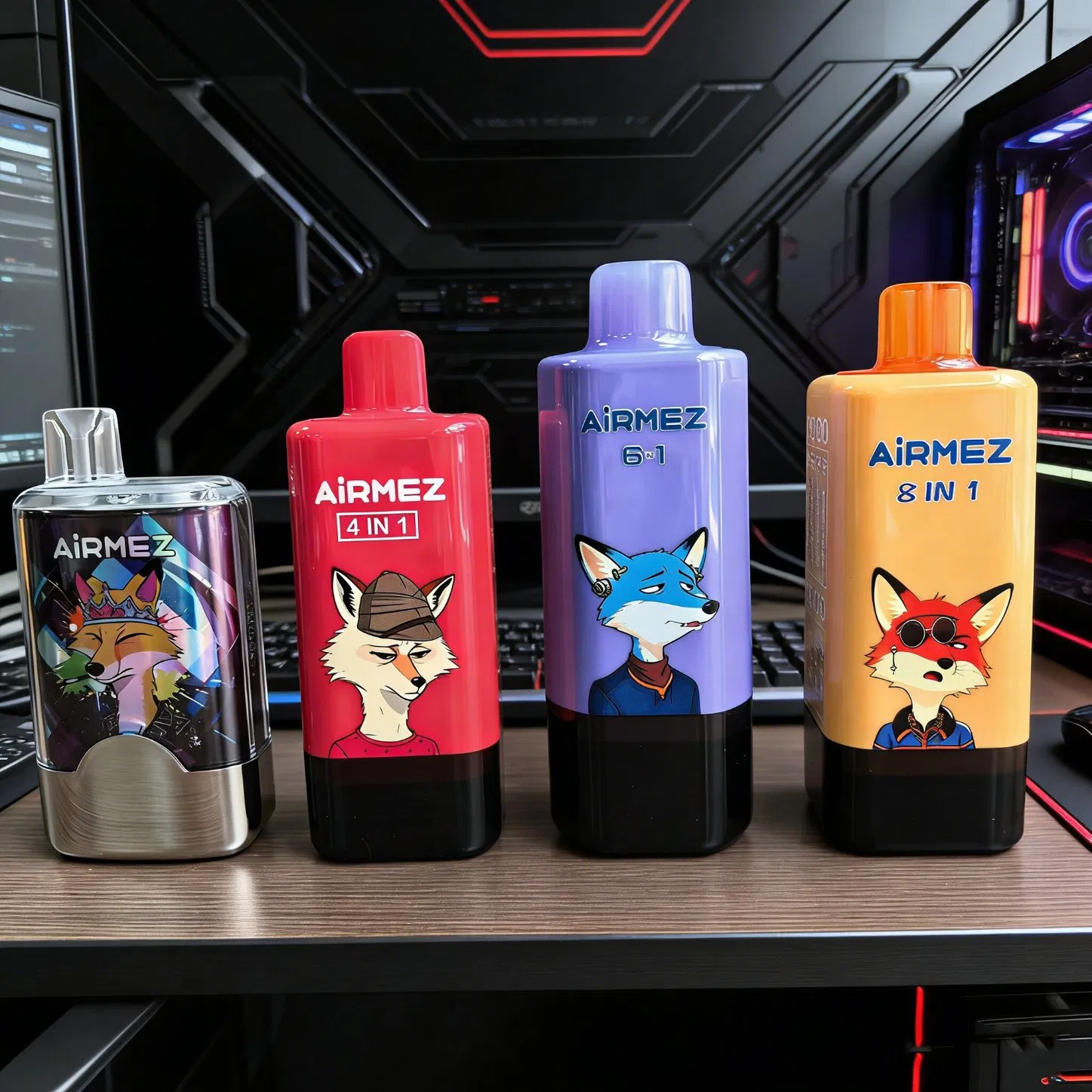 High Quality EU Warehouse Airmez Fox 120K 12000 Puff Smart Display Double Flavors 4in1 Vaper E Cigarette Disposable Vape 50K 30K 35K
