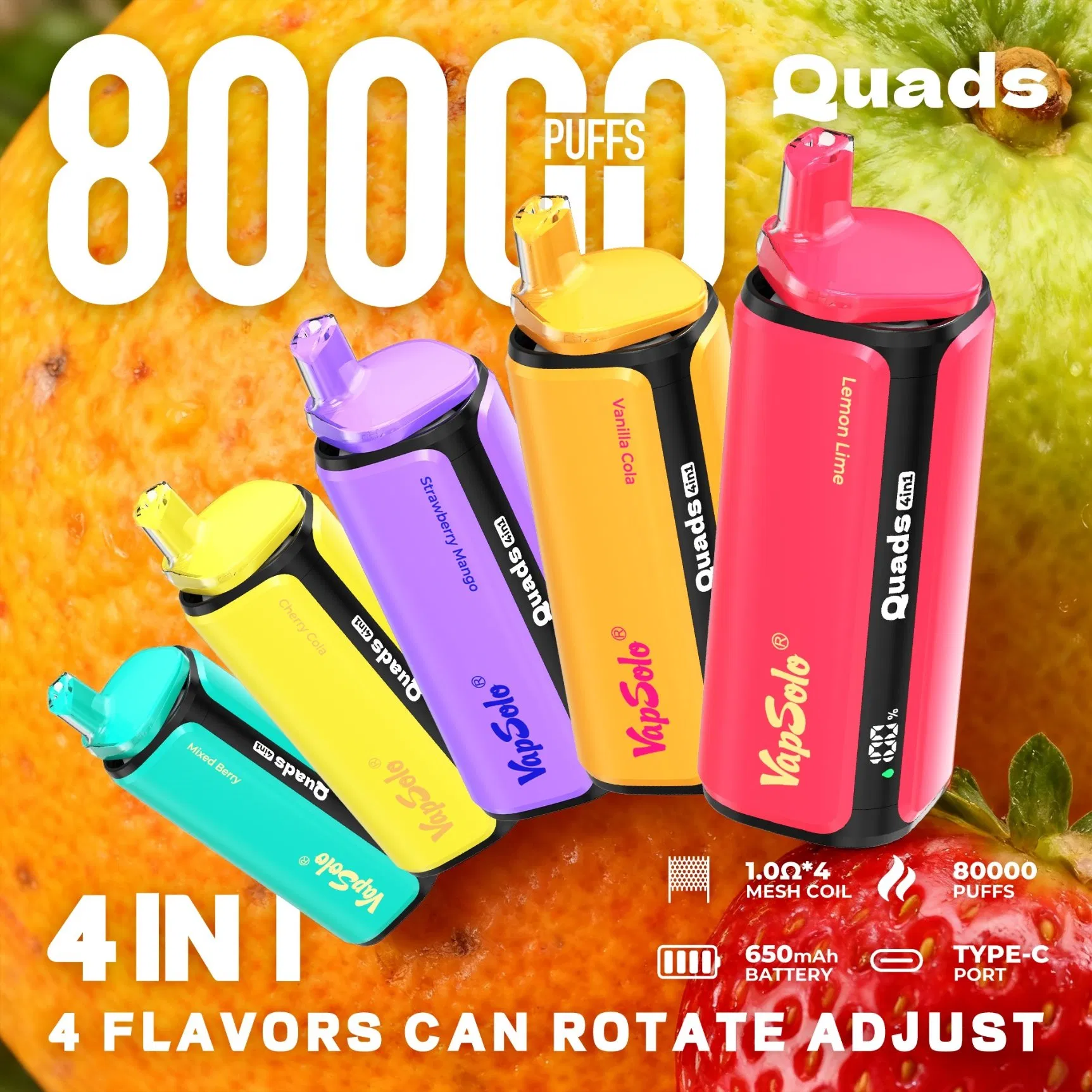 EU Stock Quads 80K Puff High End Disposable Vape Pen Wholesale Market Online Store Global Export Unit