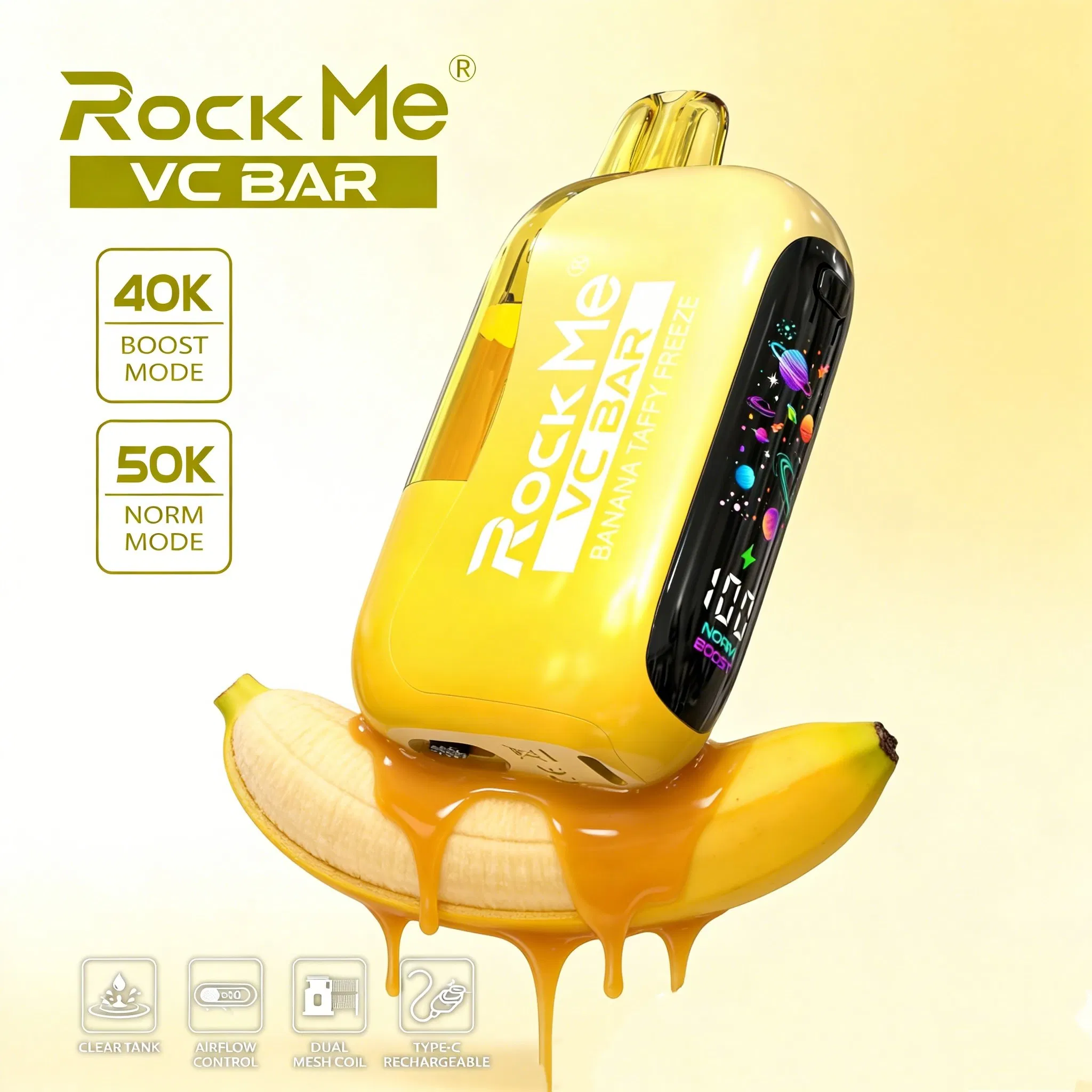Rockme 50000 Puff Clear Tank Pod Kit Prefilled Vape High Quality Disposable Style Rechargeable Device