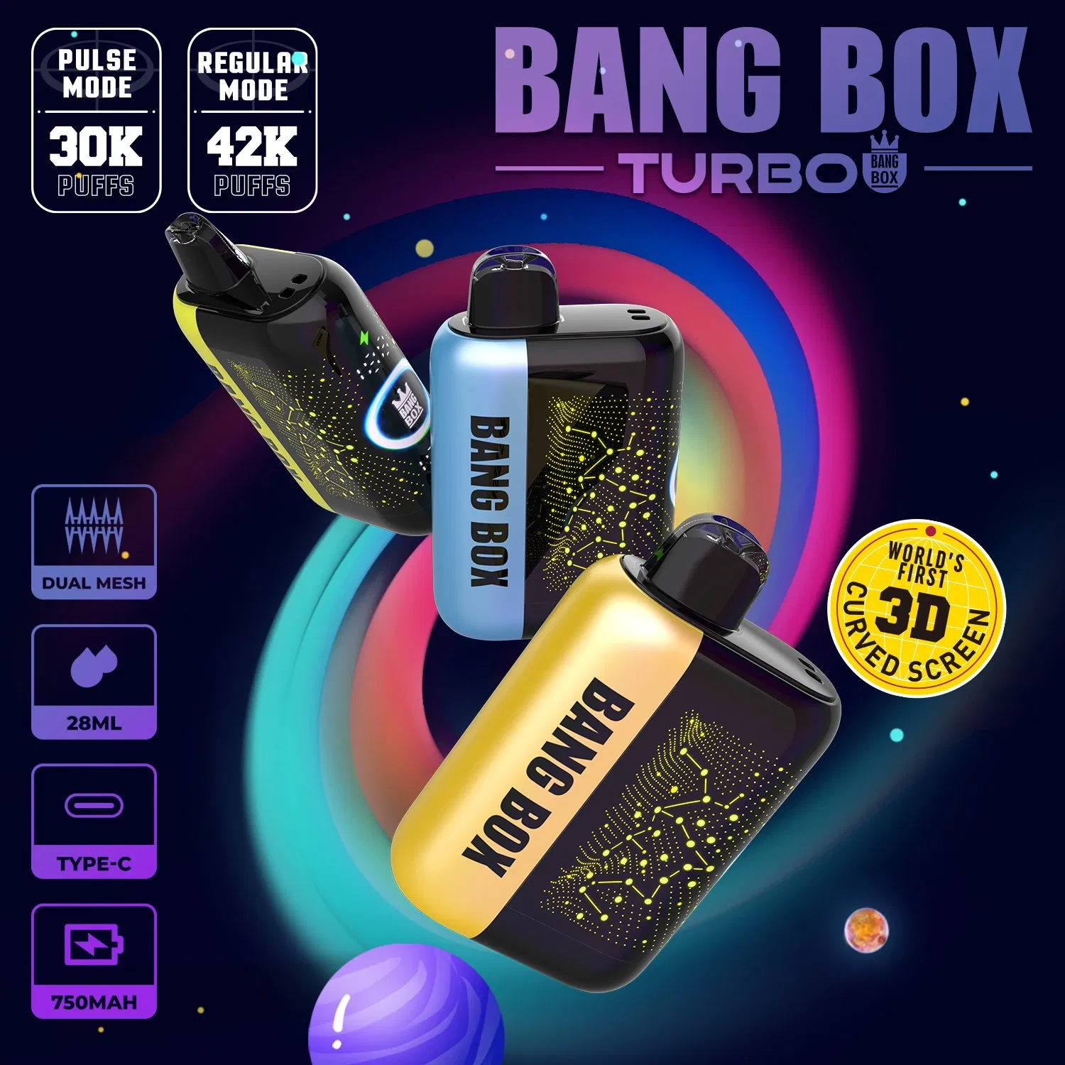 Bang Box 30K-42K Puff Bood in Stock Zero Nicotine Lucid 2 Ml 30000 Puff 55000 25K D3 Atomizer Vape