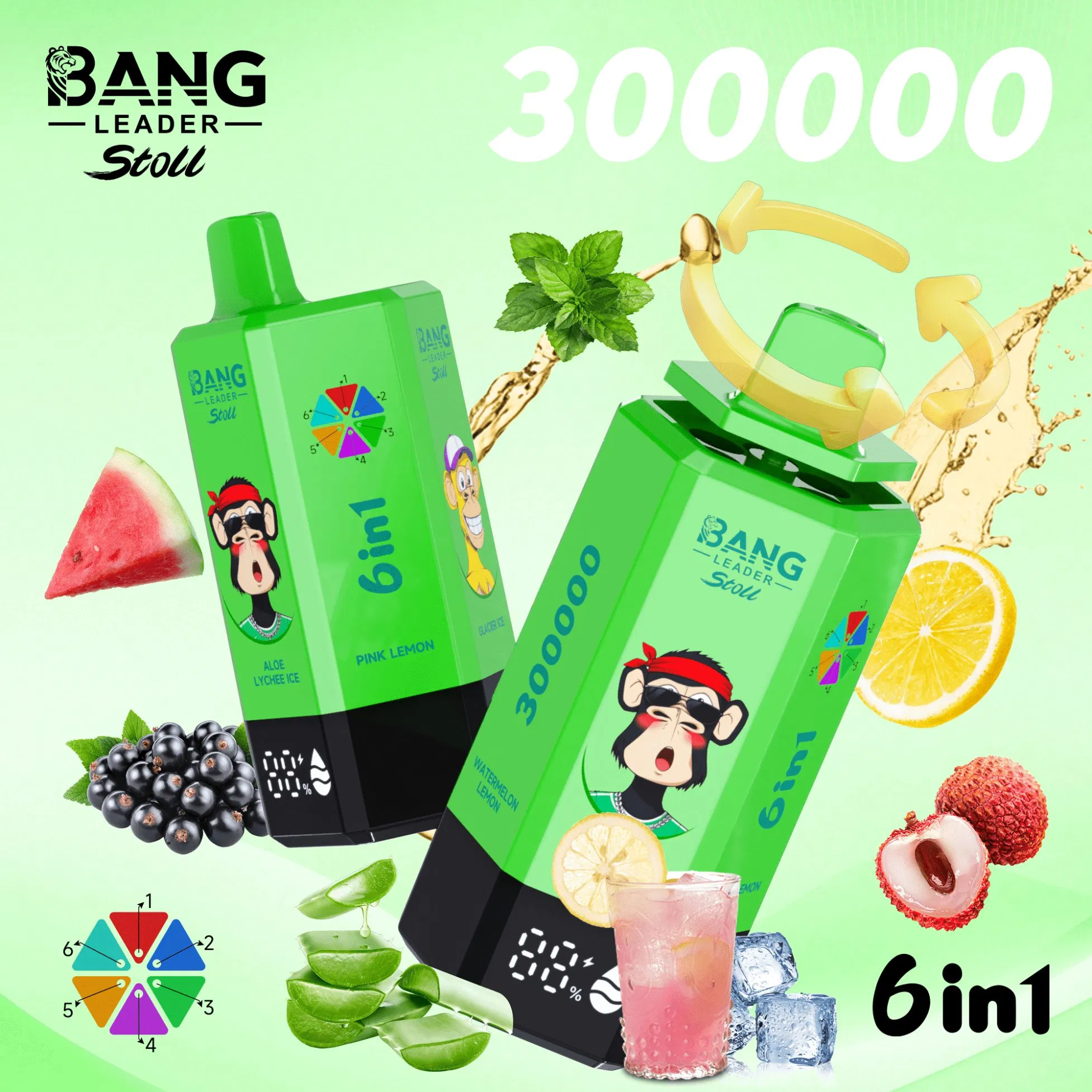 Original Bang Leader Stoll 300K 6in1 Vape Bood Low MOQ Vapers 2 Ml Liquid Boom Supermax 10000 Puff 100 High Gts Disposable Vape Bar Ecigator Vape