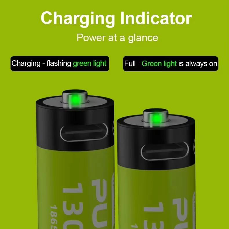 PUJIMAX Portable 1pcs 3.7v Lithium Ion Batteries 18650 Battery Type c Charging 18650 Li Ion Rechargeable Battery Usb c Charger