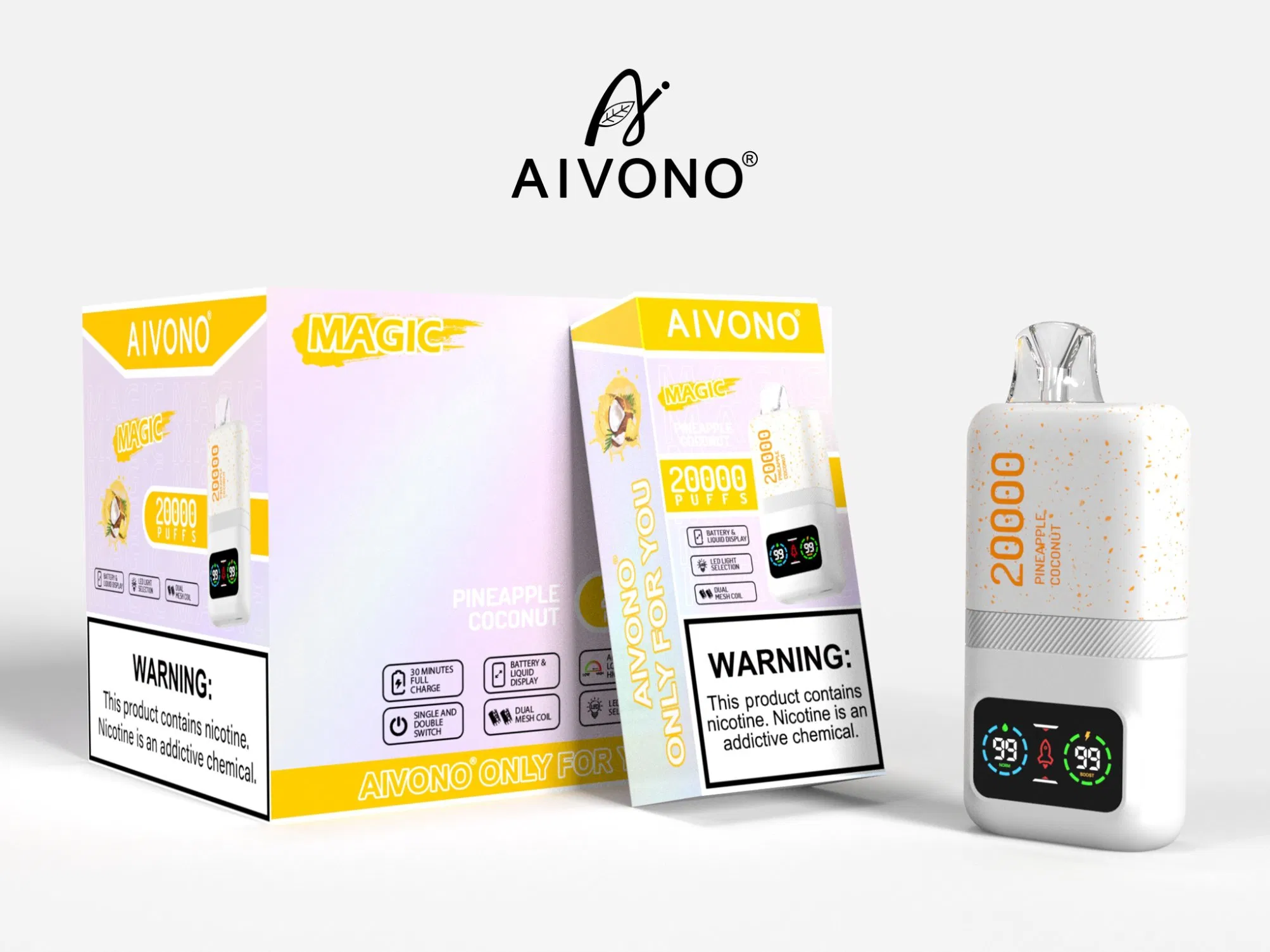 OEM/ODM Vape Aim Magic 20000puffs Mesh Coil Disposable Vape Big Full Screen Prefilled Vape Pod Device with Dual Power Mode