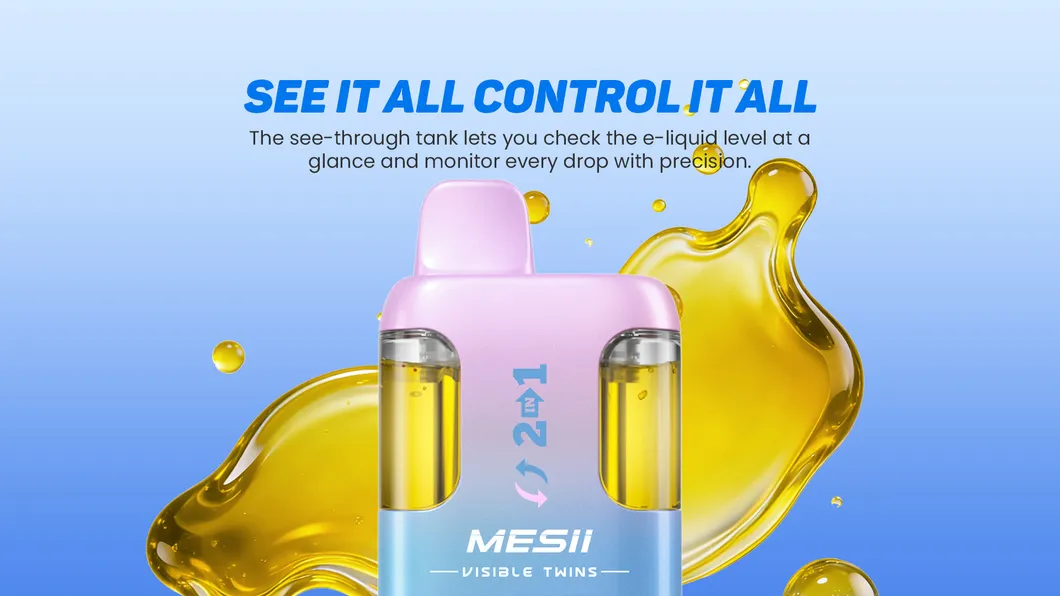 Mesii Visible Twins 100K 100000 Puffs Disposable Vape 2in1 Flavours Dual Mesh Coil 15ml+15ml E-Liquid Disposbale Vape