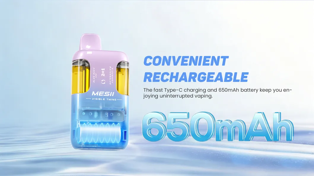 Mesii Visible Twins 100K 100000 Puffs Disposable Vape 2in1 Flavours Dual Mesh Coil 15ml+15ml E-Liquid Disposbale Vape