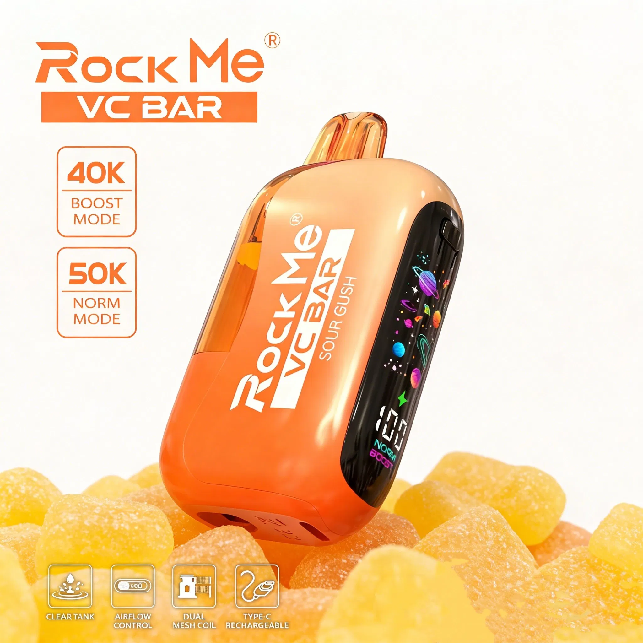 Rockme 50000 Puff Clear Tank Pod Kit Prefilled Vape High Quality Disposable Style Rechargeable Device