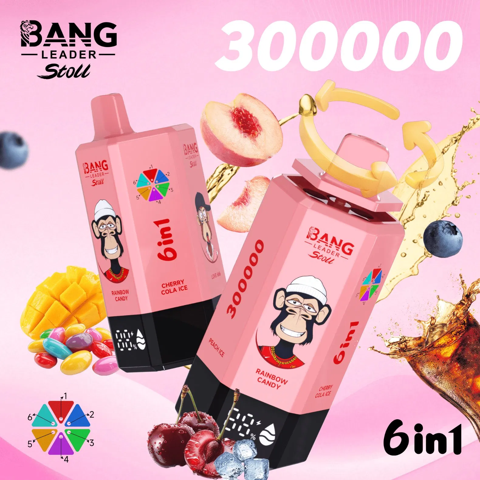 Original Bang Leader Stoll 300K 6in1 Vape Bood Low MOQ Vapers 2 Ml Liquid Boom Supermax 10000 Puff 100 High Gts Disposable Vape Bar Ecigator Vape