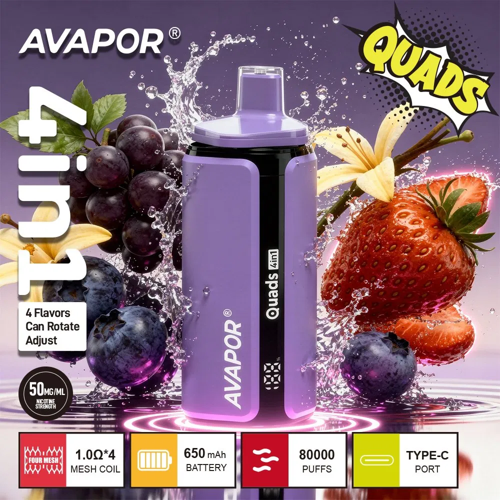 4 in 1 EU Avapor Quads 80K High Capacity 80000 Puffs Disposable Vape for Wholesale Distributors