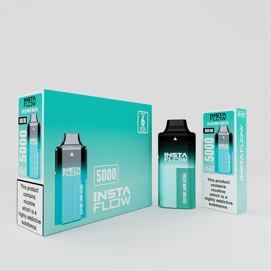 Insta Flow 5000 Puffs Prefilled 10ml Pod System Vape Kit Wholesale Airflow Adjustable E Cigarette Disposable Vaping Device
