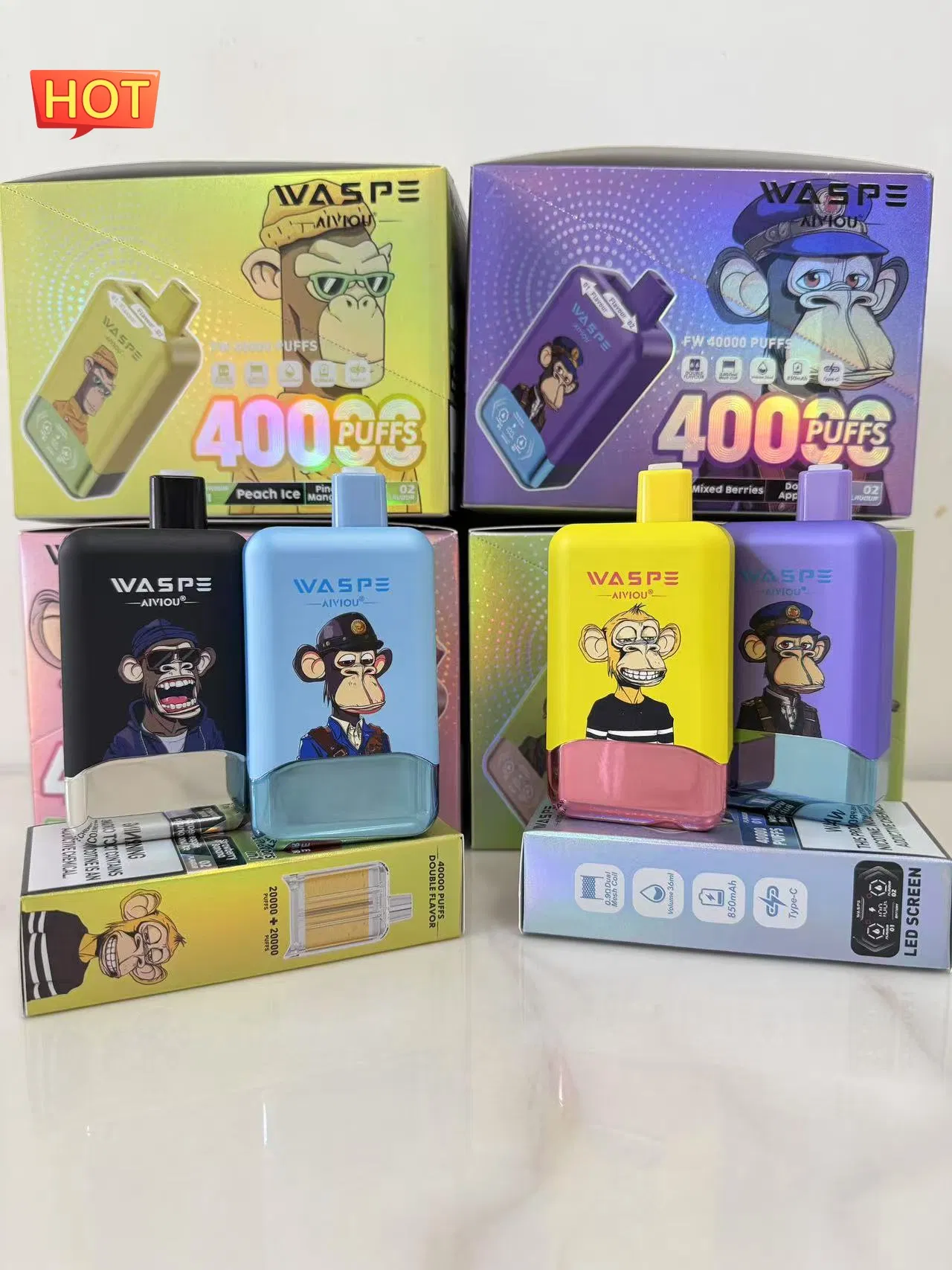 Wholesale E Cigarette Vape 60000 50000 40000 30000 Puff 2in1 Vaper Disposable Vape Smart Display Puff 30K 40K 50K 60K 80K 15K 12K Puff