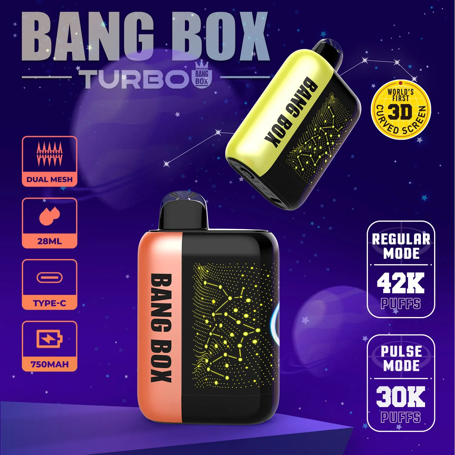 Bang Box 30K-42K Puff Bood in Stock Zero Nicotine Lucid 2 Ml 30000 Puff 55000 25K D3 Atomizer Vape