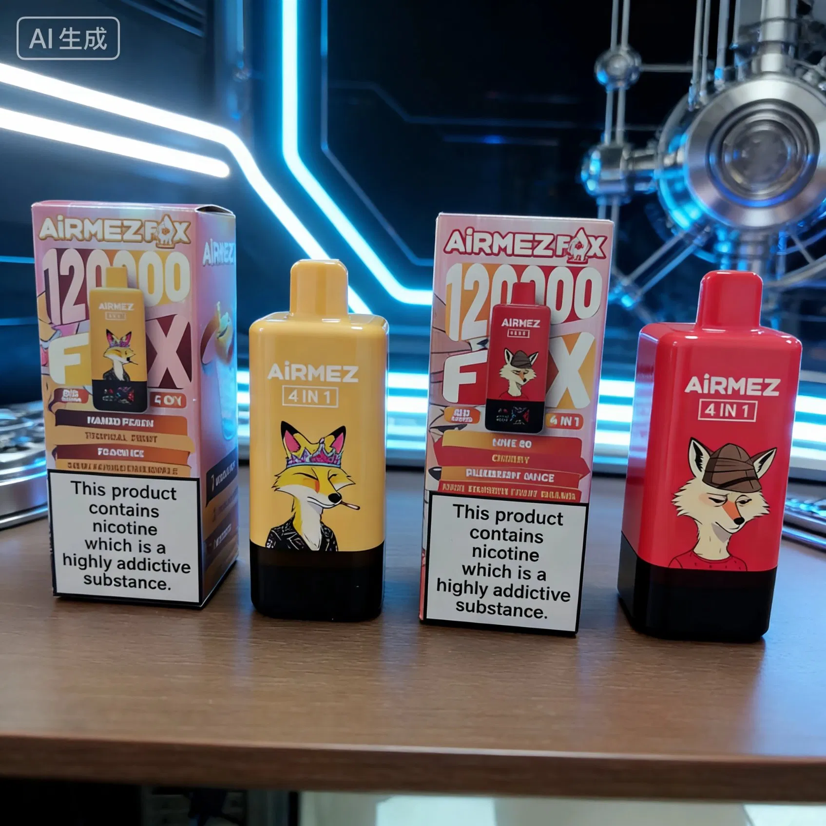 High Quality EU Warehouse Airmez Fox 120K 12000 Puff Smart Display Double Flavors 4in1 Vaper E Cigarette Disposable Vape 50K 30K 35K