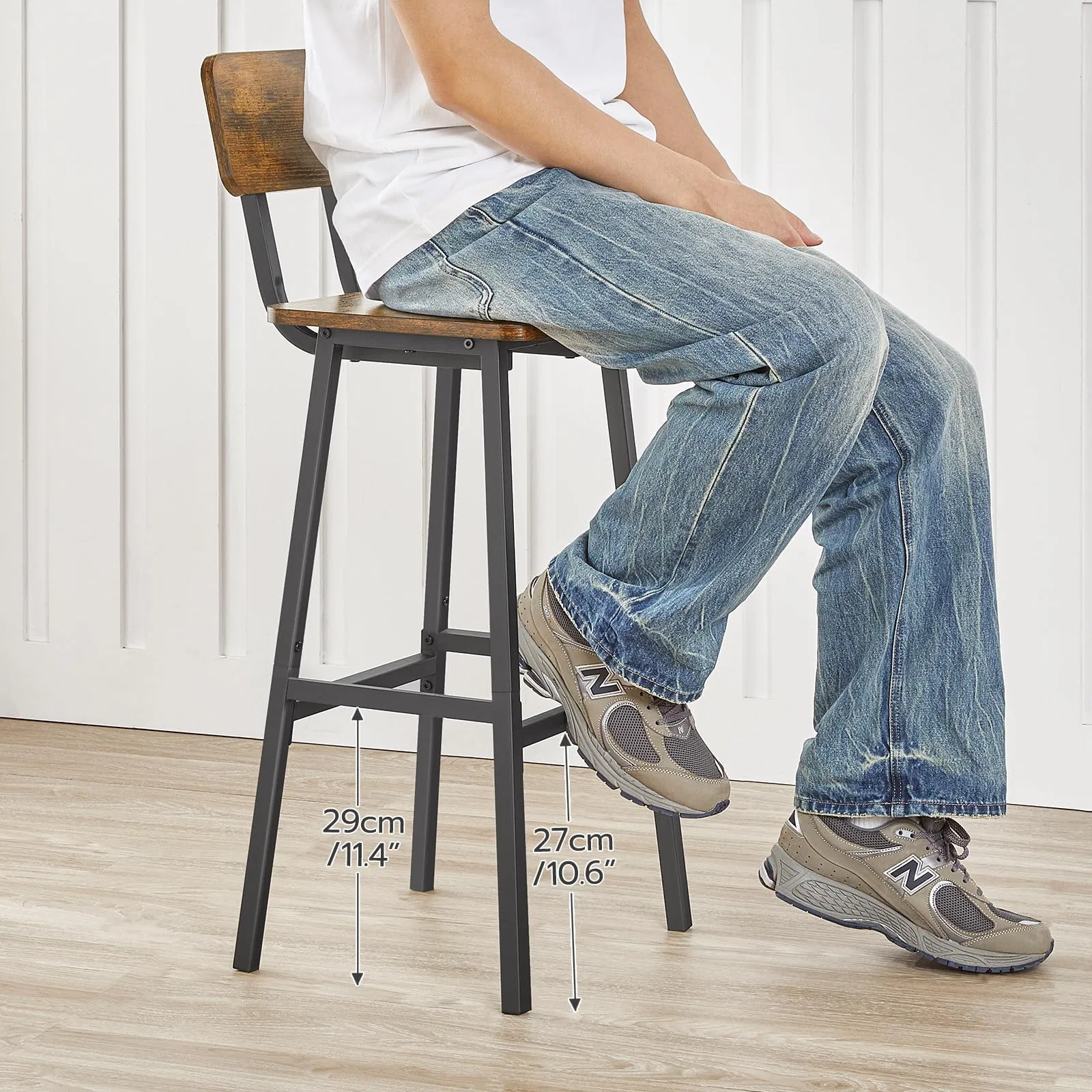 27.8" Tall Counter Bar Stools with Industrial Style