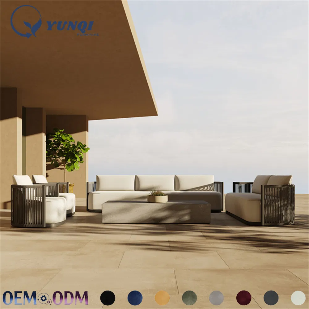 China Foshan Top Manufacturer Custom Modern Metal Patio Furniture Aluminum Restaurant Garden Table Set Outdoor Dining Table and Chairs Set