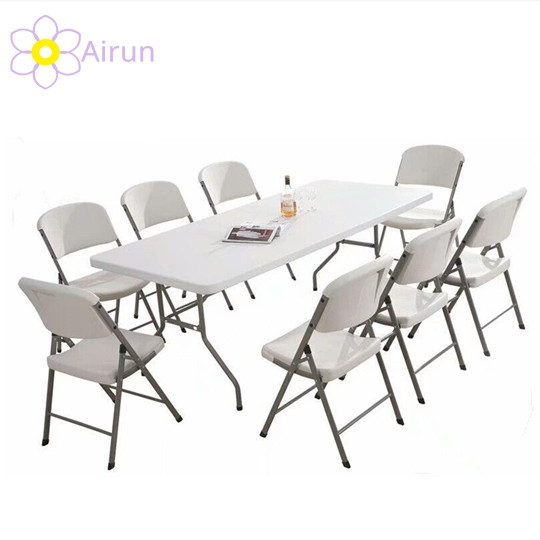 Outdoor Garden Furniture 6FT X 2.4FT Rectangle White Plastic HDPE Folding Foldable Table for Parites Events Wedding Catering