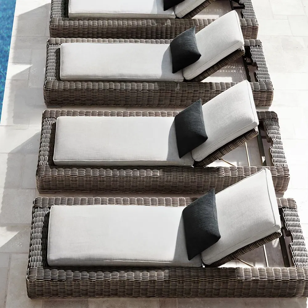 Foshan Factory Pool Lounge Chair Luxury Outdoor Hotel Furniture PE Rattan Poolside Sun Loungers