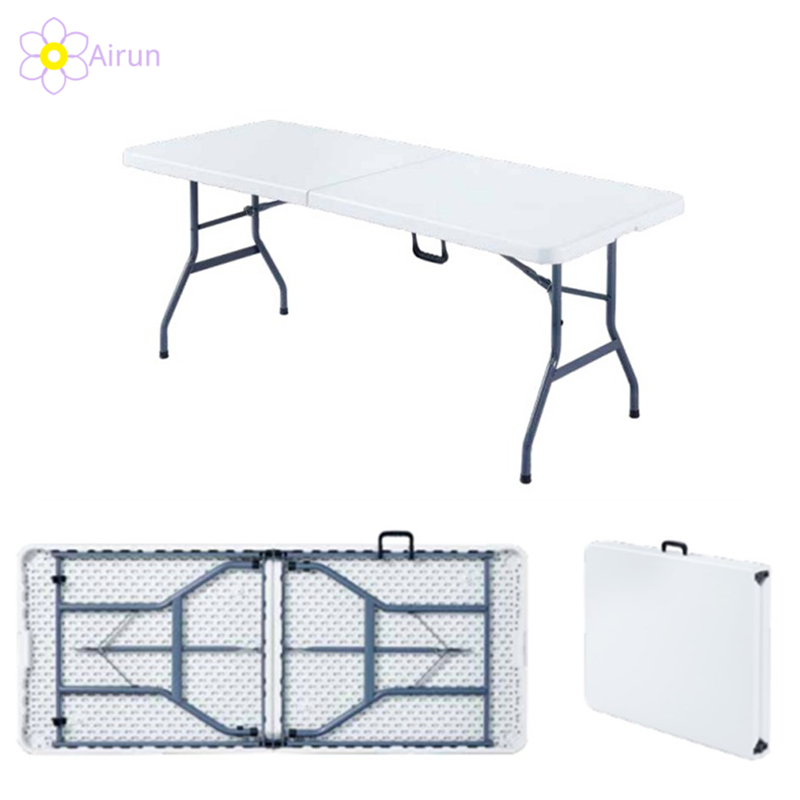 Outdoor Garden Furniture 6FT X 2.4FT Rectangle White Plastic HDPE Folding Foldable Table for Parites Events Wedding Catering