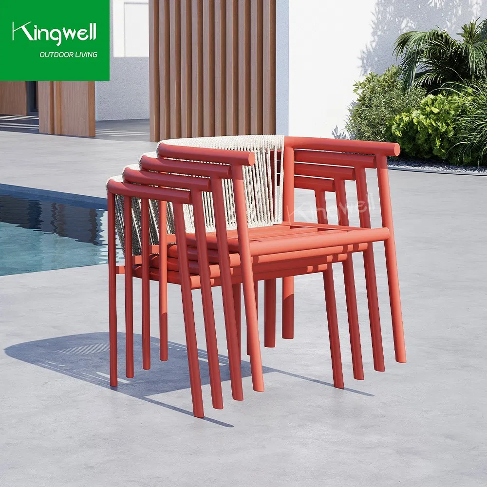 High Quality Customized Metal Cafe Aluminum Chair Garden Furniture Stackable Outdoor Chairs