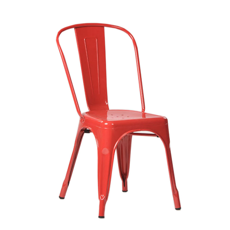 Metal Stackable Vintage Industrial Style Tolix Dining Chair for Restaurant Cafe-Red