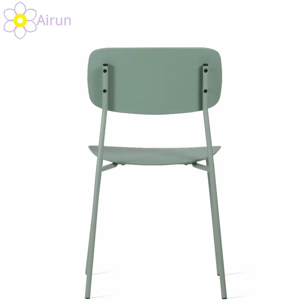 Modern Metal Iron Industrial Style Stackable Nordic Simple Home Dining Room Furniture Fashion Restaurant Waiting Single Dining Leisure PP Plastic Cafe Chair