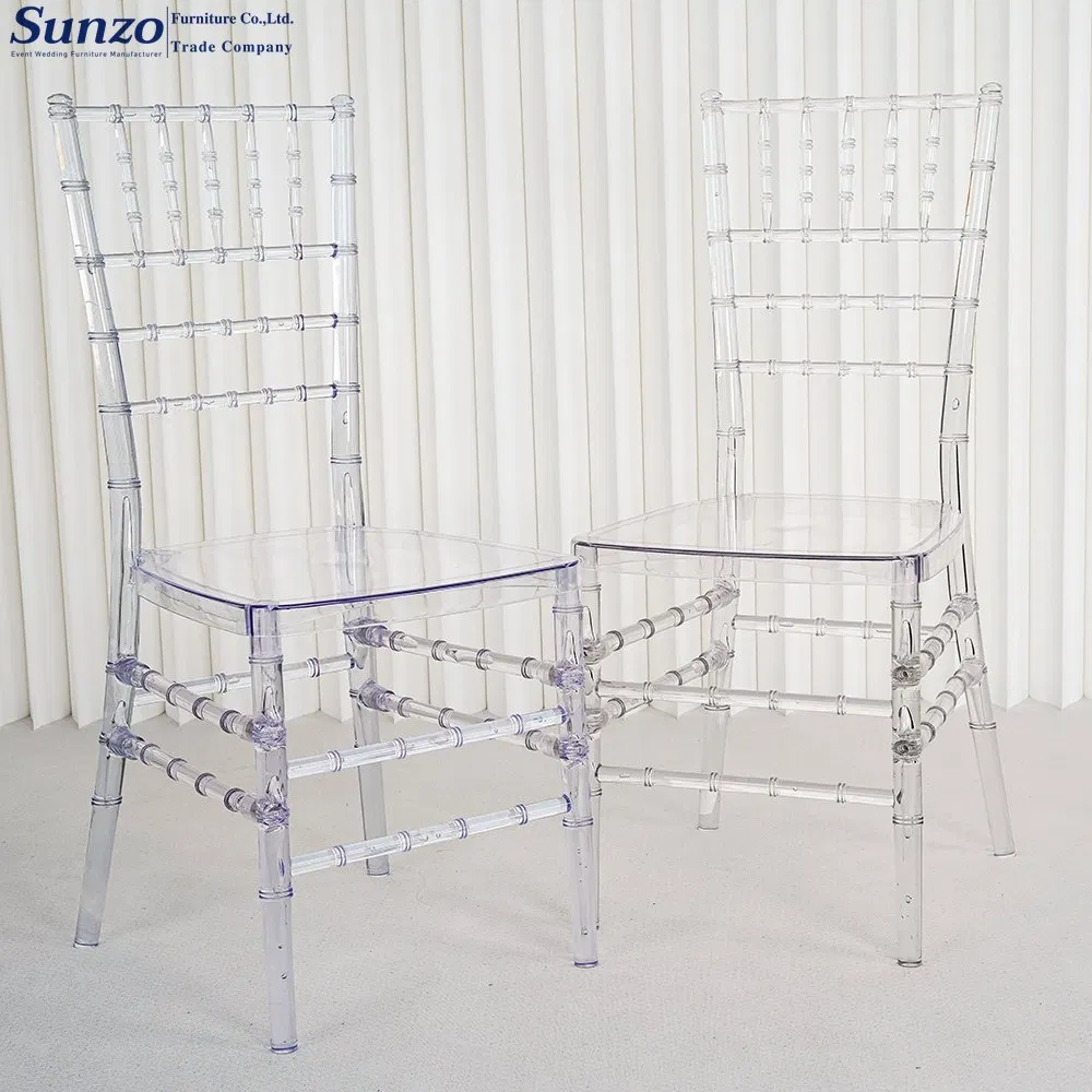 Modern Stackable Transparent Clear Plastic Acrylic Hotel Wedding Party Chiavari Chairs for Event