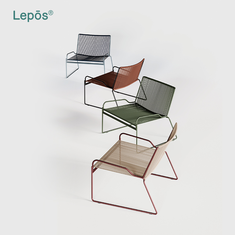 201 Stainless Steel Leisure Chair Waterproof Breathable Rope Woven Chair Home Garden Patio Cafe Poolside Stackable Outdoor Chair