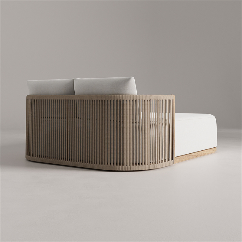 Luxury Teak Double Sun Lounger for Hotel Poolside Relaxation