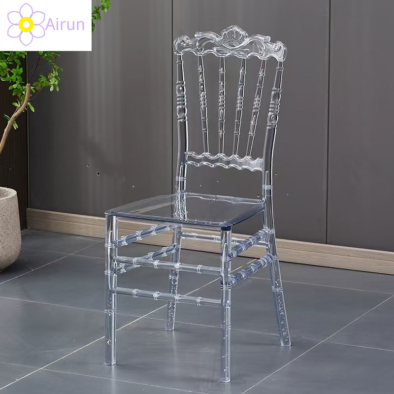 PC Transparent Clear Crystal Resin Plastic Acrylic Outdoor Hotel Wedding Event Banquet Party Restaurant Napoleon Chiavari Dining Stacking Durable Chair